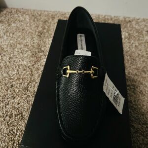 Saks Fifth Avenue Black Loafers with Gold Detail